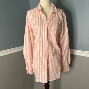 Universal Thread Striped Linen‎ Blend Button-Up Shirt Relaxed Fit Medium